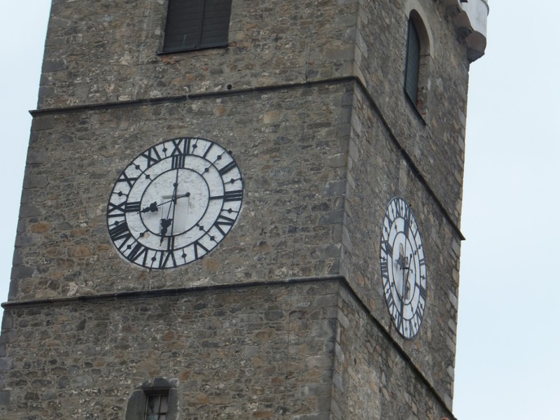 Cool church tower clock in Slavonice