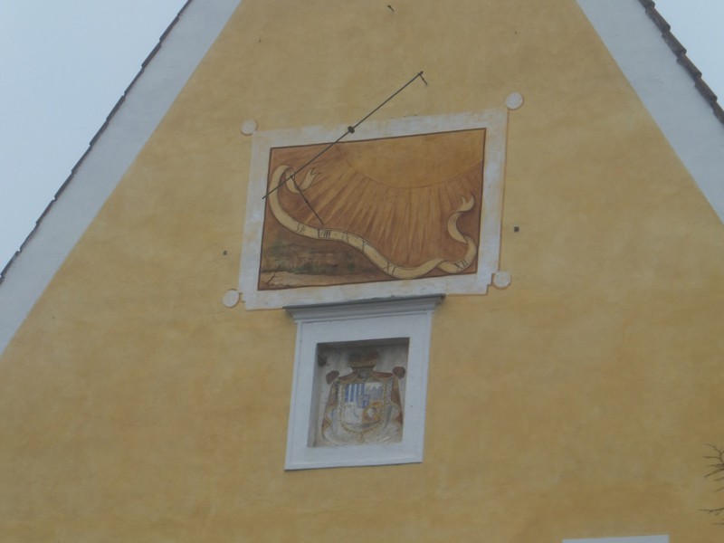 Cool sundial in a small town north of Cesky Krumlov