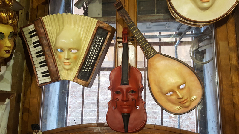 Musical items in mask shop