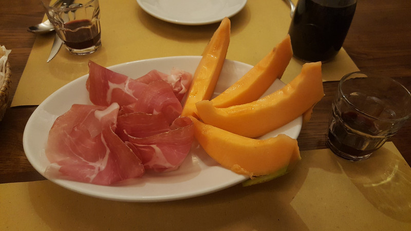 Prosciutto e melone at L'Osteria, Siena