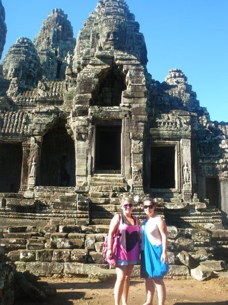 Outside the Bayon Temple of Ankor Thom