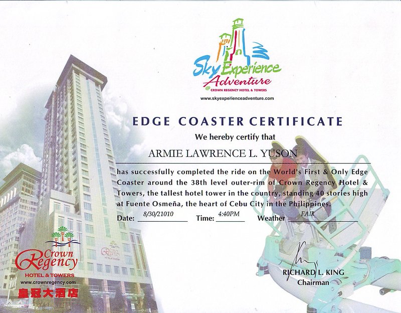 Happy Loner Traveller's Edge Coaster Certificate