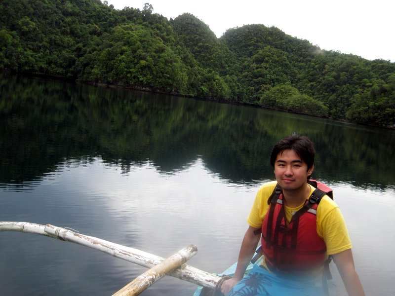 Happy Loner Traveller In Sohoton Cove, Socorro, Bucas Grande, Surigao Del Norte