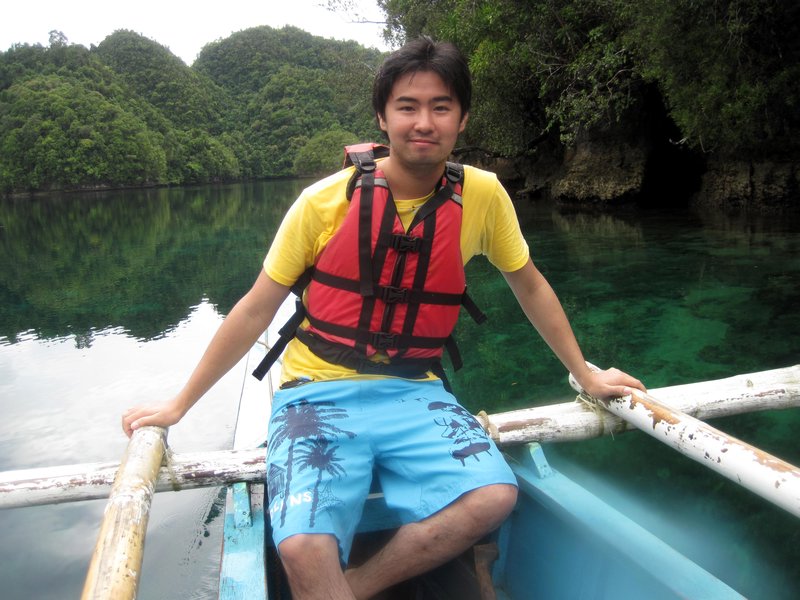 Happy Loner Traveller In Sohoton Cove, Socorro, Bucas Grande, Surigao Del Norte