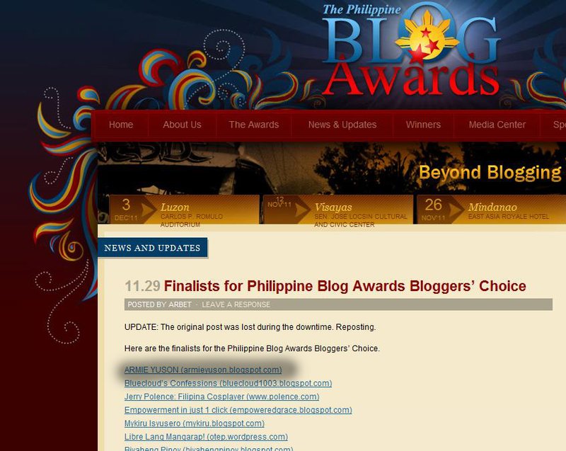 Happy Loner Traveller In Philippine Blog Awards 2011