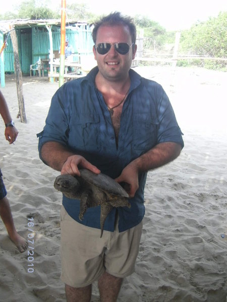 Chris with a turtle