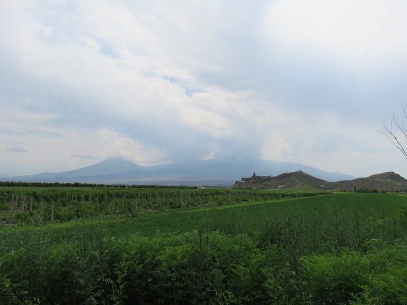 Khor Virap, Mt Ararat trying to peak out of clouds