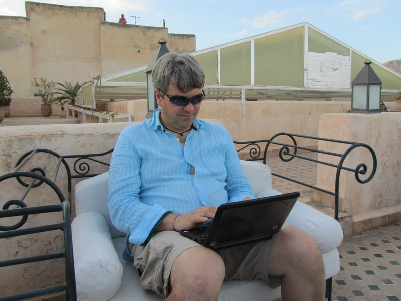 Blogging on the roof terrace