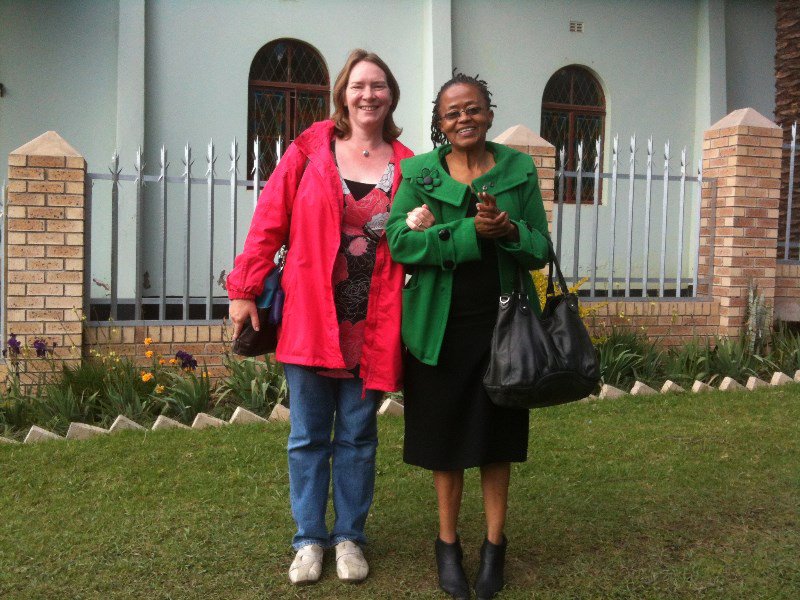 Meg and Nothemba outside Methodist church