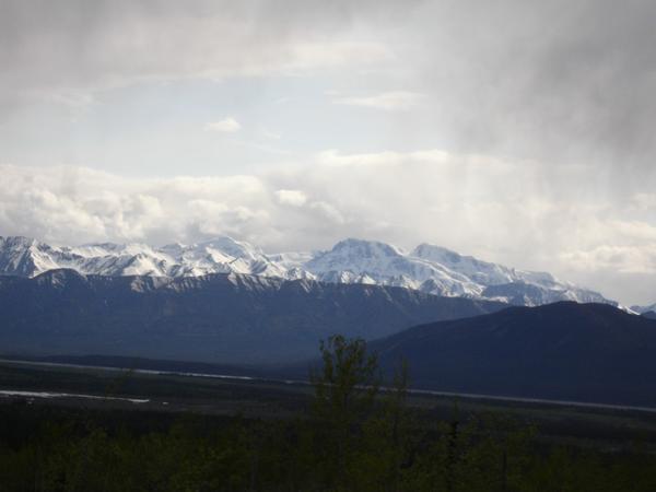 first view of the alaska range mountians.