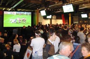 Japan v Tonga game at one of the fan zones
