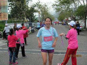 Pon finishing her 10K run