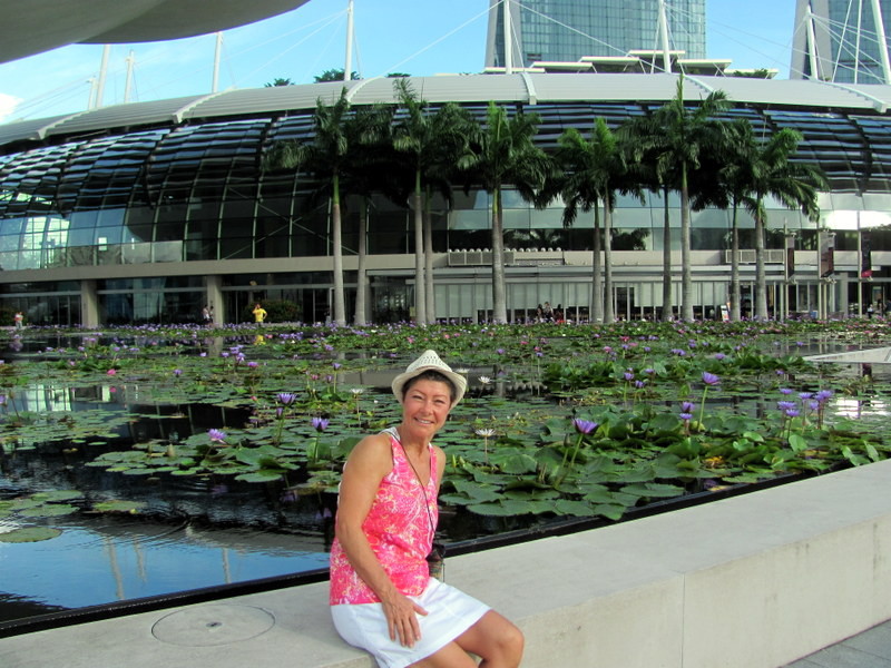 In Front of the Marina Bay Sands Hotel and the Lotus Pond