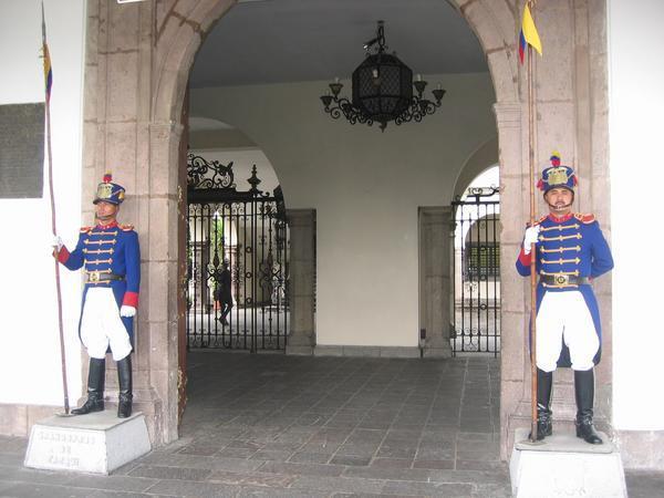 Guards at the entrance of the Palacio Gobierno