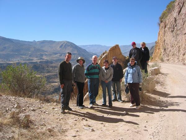 At Colca Canyon - L-R Dylan, Mary, Richard, Anne, Me, Clare, James, Julie