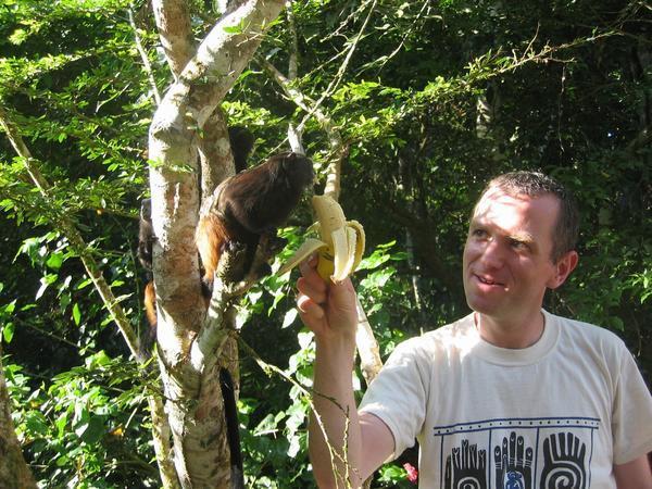 Feeding a tamarin - I'm the one on the right by the way