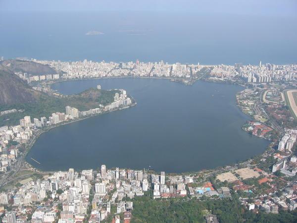 Lagoa Rodrigo de Freitas with Ipanema, Copacabana and the Atlantic Ocean in the background