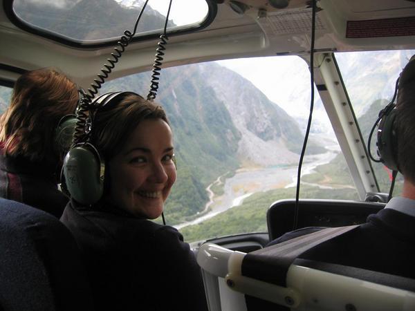 Rachael in the helicopter