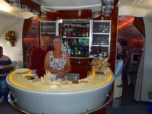 Us in Airbus 380 Cabin Bar