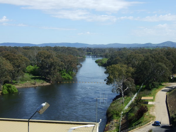 The Murray River flows through the lake