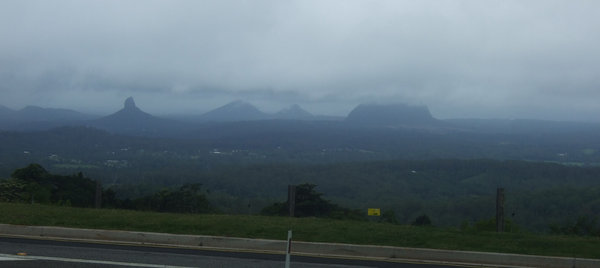 We could just about make out the Glasshouse Mountains