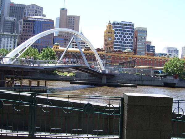 Famous Flinders Street Station across the river