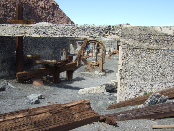 Some of the abandoned machinery left by the sulpur workers