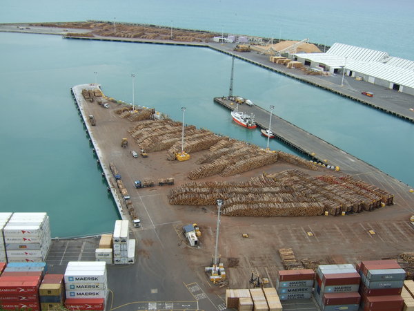 Logs ready to be shipped out from Napier harbour