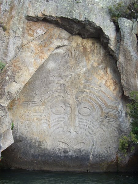 Carving of Ngatoroirangi, a Maori navigator