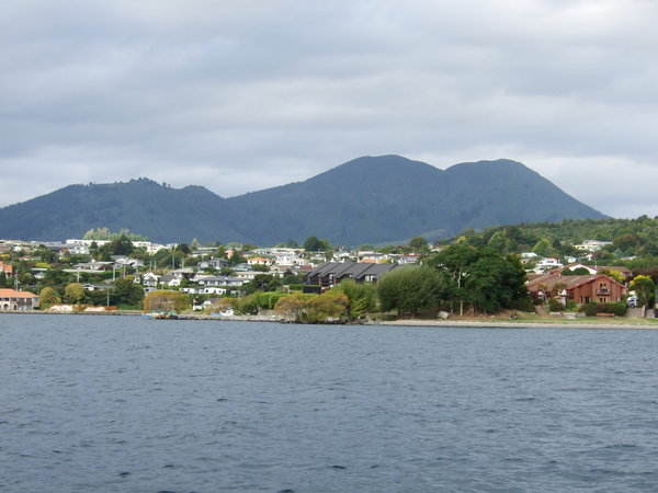View of Taupo with the Twin Peaks in the background