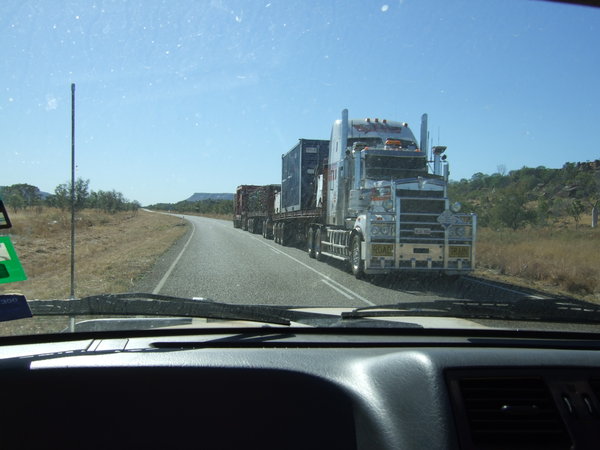 Into Northern Territory and we still meet huge road trains