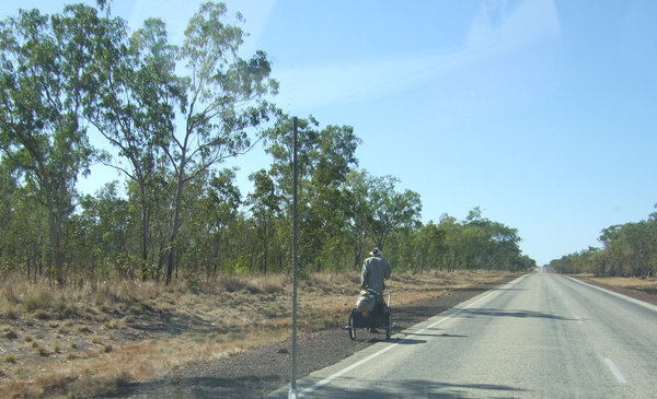 If this chap was going to Mataranka he had about 90 kms to go!