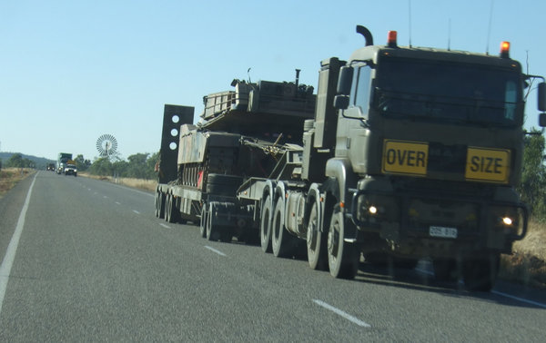More army tanks on the move towards Darwin