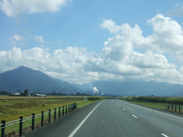 Travelling north towards Tully and the steaming chimneys