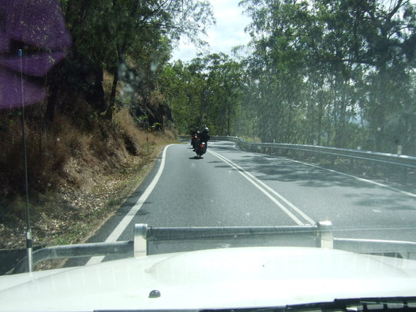 It was a bit scary when motorbikes undertook AND overtook us 