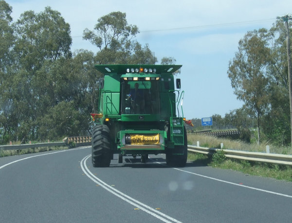 As we approached Moree we came across dozens of huge farm machines on the road