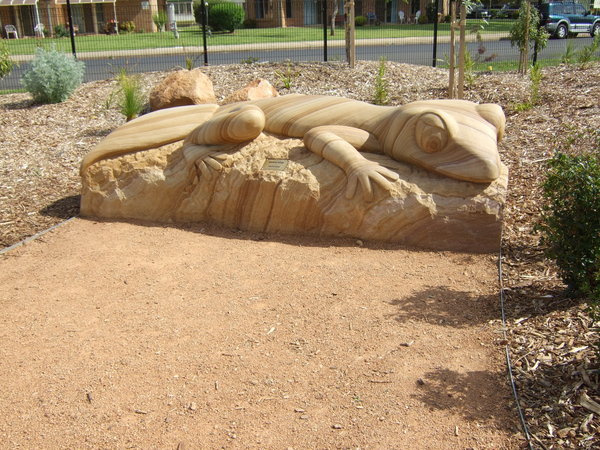 A wonderful sandstone sculpture of a gecko