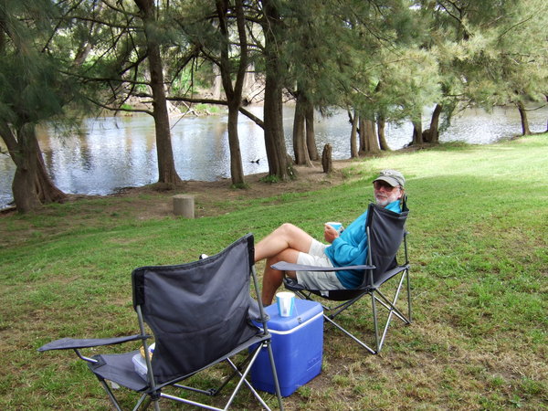 Enjoying a cuppa at Billy Grace Reserve