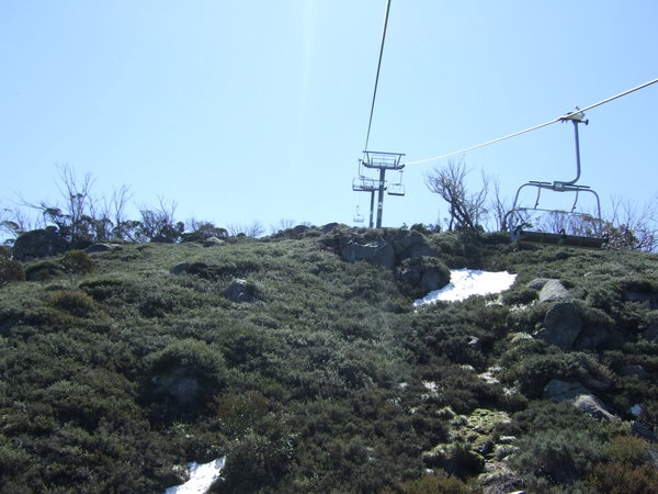 As we went up on the ski-lift we soon spotted little pockets of snow still hanging on