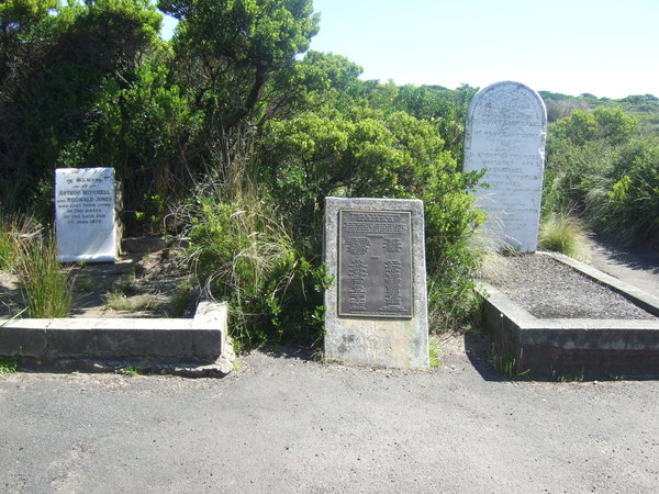Graves and memorial to the people who died when the 'Loch Ard' sank on the 1st June 1878