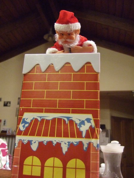 It's a bit early for Santa to be climbing out of the chimney!