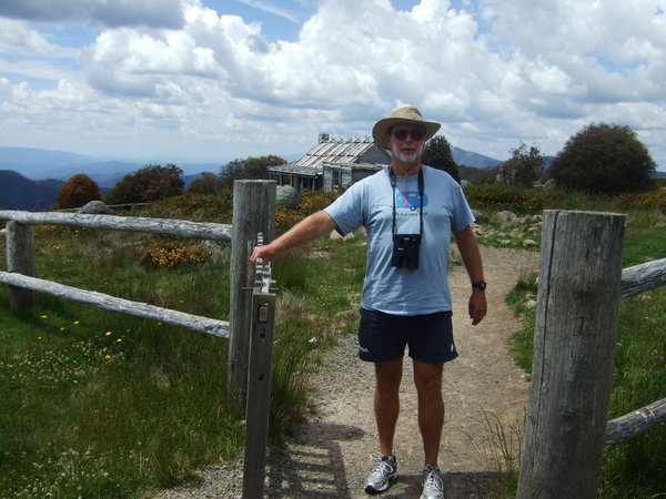 At the gate of 'Craig's Hut'