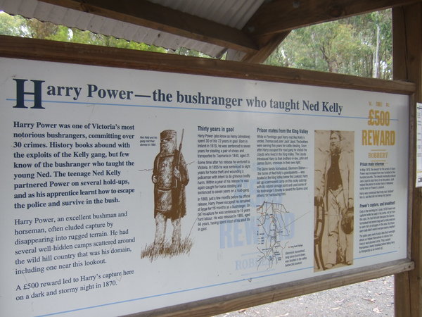 At 'Power's Lookout' - information on Harry Powers, the bushranger who taught Ned Kelly