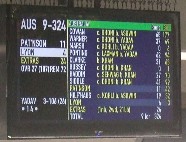 The scoreboard told the story - late morning second day of the match