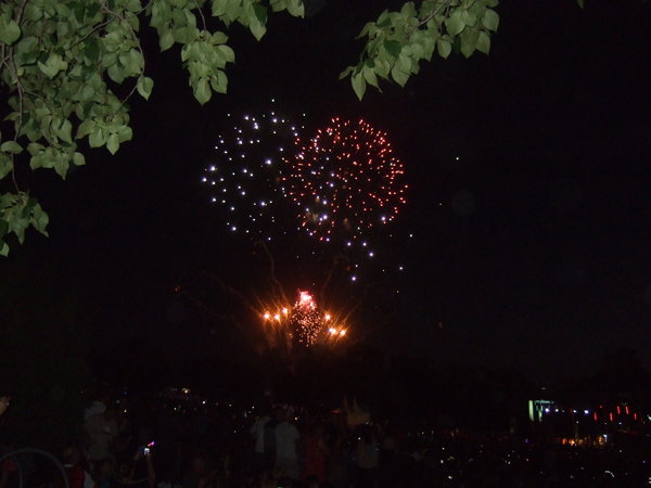 At last the early show of fireworks started 