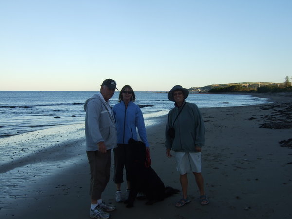 On the beach with Gerry, Steph and Gus