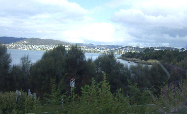 The impressive Tasman Bridge that spans the Derwent River