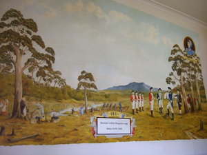 One of a number of historical paintings displayed in the Clarendon Arms, Evandale