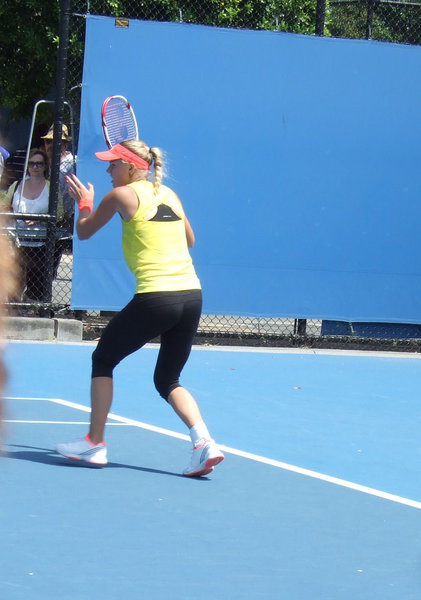 Caroline Wozniacki - no. 1 seed on the practice court