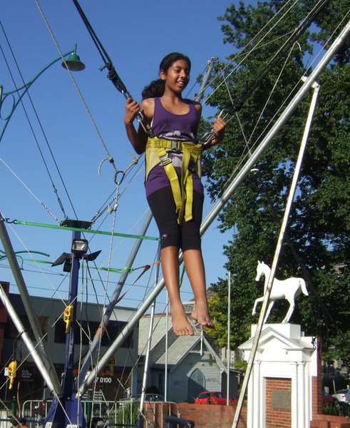 Ashia getting going on the bungie jump